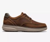 Clarks | Lightweight Lace Up Leather Shoe in Beeswax Brown with Contrast Dark Brown Heel | Mullan Moc image