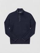 Virgin Wool Button Jumper in Navy Blue with Grey Contrast | 23190 25011 597 image