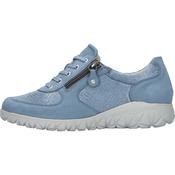 Waldlaufer | Havy Wide H Fit Low Wedge Lace &amp; Zip Stretch Shoe in Denim Blue | H89001-227-263 image