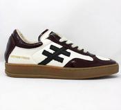 Another Trend | White &amp; Burgundy Trainers with Black Contrast with Warm Faux Fur Lining | A0349396 image