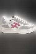 Another Trend | Platform Trainers in White &amp; Grey with Pink Contrast | A035 Tortola image