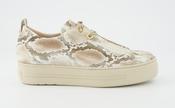Paul Green | Super Soft Smooth Leather Beige Snakeskin Print Trainers with Elastic Lace | 5317 079