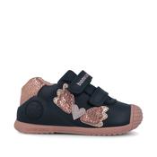 Biomecanics | Navy Blue Girls Velcro Shoe with Pink Contrast Hearts | 261104 A183 image