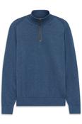 Bugatti | 1/2 Zip Knit in Blue with Beige Contrast Trim Zip | 7500 15510e 370