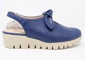 Wonders | Slip On Wedge Shoe with Bow Detailing in Navy Blue | C33315 Sauvage Baltic image