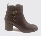 Dubarry | Block Heel Ankle Boots in Chestnut Brown with Buckle Detailing | Casha