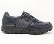 Waldläufer | Wide H Fit Low Wedge Soft Shoe in Navy with Lace &amp; Zip | Havy H89001 228 194 image