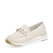 Remonte | Wedge Slip On Leather Shoes in Beige &amp; Gold | R6711 Porzellan image