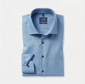 Olymp Signature | Tailored Fit Premium Cotton Soft Flannel Shirt in Blue | 8505 44 11 image