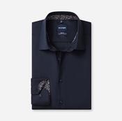 Olymp | Slim Body Fit Textured Cotton Shirt in Navy with Trim | 2082 24 18 image