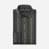 Olymp Signature | Tailored Fit Premium Cotton Shirt in Green with Burgundy Stripes | 8524 24 45 image