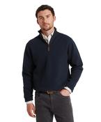 Schoffel | Marlow Heavy Cotton 1/2 Zip Knit in Navy with Brown Trim | 20-3017 8880
