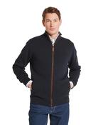 Schoffel | Marlow Full Zip Heavy Cardigan in Navy with Brown Trim | 20-3015 8880