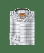 Schoffel | Milton Tailored Fit Check Shirt in Khaki Green &amp; Navy | 20-4073 8376 image