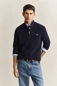 Gant | Textured Cotton 1/2 Zip Knit in Navy | 8030292 433 image