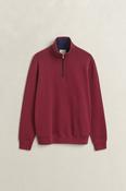 Gant | Sacker Rib 1/2 Zip Sweat in Deep Wine with Contrast Navy Trim | 2067160 676