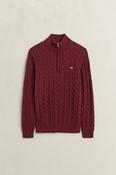 Gant | Cotton Cable 1/2 Zip Knit Deep Wine Grape | 8050603 676