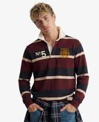 Superdry | Double Emblem Stripe Rugby Top in Burgundy Port | M1110483A K1L image