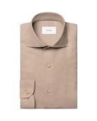 Eton | Casual Fit Soft Flannel Shirt with Italian Canclini Fabric in Beige | 100015434 30 image