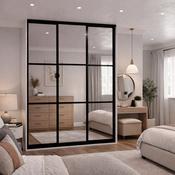 Black Framed Mirror Doors - 2ft (610mm) Door