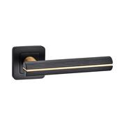 Calvus Flat Black &amp; Satin Brass Square Rose Handle