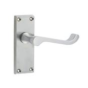 Contract Satin Chrome Scroll Backplate Handle - Backplate Latch (Per Pair)