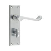 Contract Satin Chrome Scroll Backplate Handle - Backplate Bathroom WC (Per Pair)