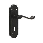 Henley Black Backplate Handle - Backplate Lock (Per Pair)