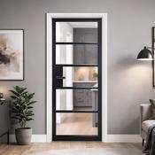Kew Black Primer Plus 5 Lite Pre-Glazed Door (40mm) - 80.3" x 32.5" (2040 x 826 x 40mm) image