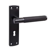 Knurled E-Black Backplate Handle - Backplate Lock (Per Pair)