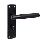 Knurled E-Black Backplate Handle - Backplate Bathroom WC (Per Pair)