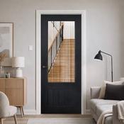 Mexicano Black Primer Plus 1 Lite Diamond Cut Pre-Glazed Door (35mm) - 78" x 33" (1981 x 838 x 35mm) image