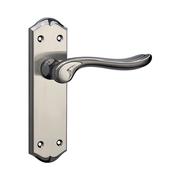 Monet Black Nickel &amp; Nickel Brushed Blackplate Handle - Backplate Latch (Per Pair) image