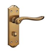 Monet Bright Coffee &amp; Coffee Brushed Backplate Handle - Backplate Bathroom WC (per pair)