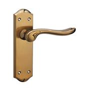 Monet Bright Coffee &amp; Coffee Brushed Backplate Handle - Backplate Latch (Per Pair)