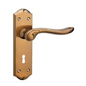 Monet Bright Coffee &amp; Coffee Brushed Backplate Handle - Backplate Lock (Per Pair)