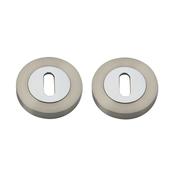 Nickel Brushed &amp; Polished Chrome Round Escutcheon Set