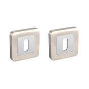 Nickel Brushed &amp; Polished Chrome Square Escutcheon Set