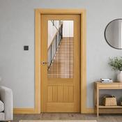 Panama White Oak 1 Lite Diamond Cut Pre-Glazed Door (35mm) - 78" x 33" (1981 x 838 x 35mm) image