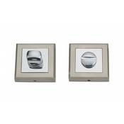 Nickel Brushed &amp; Polished Chrome WC Square Thumbturn Set (End of Line) image