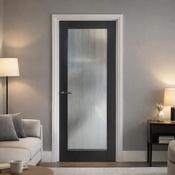 Reeded Black Primer Plus 1 Lite Pre-Glazed Door (35mm) - 78" x 30" (1981 x 762 x 35mm)