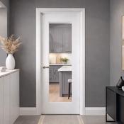 Shaker White Primed 1 Lite Pre-Glazed Door (40mm) - 80.3" x 28.6" (2040 x 726 x 40mm) image