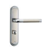 Tempest Nickel Brushed &amp; Polished Chrome Backplate Handle - Backplate Bathroom WC (Per Pair)