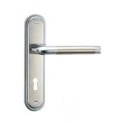 Tempest Nickel Brushed &amp; Polished Chrome Backplate Handle - Backplate Lock (Per Pair)