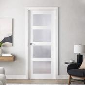Trade Spec White Primed Contemporary 4 Lite Sandblasted Glass Door (40mm) - 78" x 33" (1981 x 838 x 40mm) image