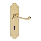Victorian 8" Brass Backplate Handle - Backplate Lock (Per Pair)