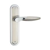 Zeus Nickel Brushed &amp; Polished Chrome Backplate Handle - Backplate Latch (Per Pair)