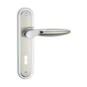 Zeus Nickel Brushed &amp; Polished Chrome Backplate Handle - Backplate Lock (Per Pair)