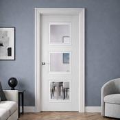 Amsterdam White Primed 3 Lite Pre-Glazed Door (40mm) - 78" x 30" (1981 x 762 x 40mm) image