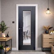 Iseo Black Ash 1 Lite Pre-Glazed Laminate Door (35mm) - 78" x 30" (1981 x 762 x 35mm) image